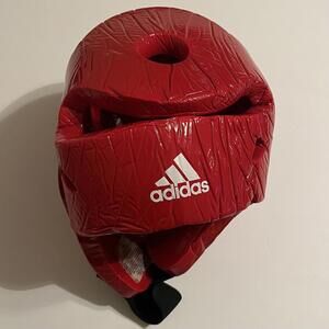 Adidas Taekwondo Red Head Gear WTF Approved Guard, Size L/Large, Great Condition